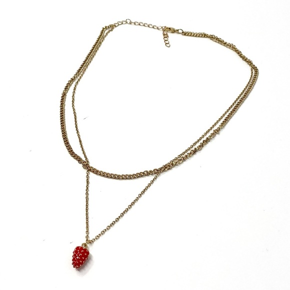 New Free People Strawberry Fields Layered Necklace Gold - Picture 1 of 5